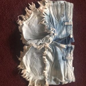 Blue, light wash denim shorts